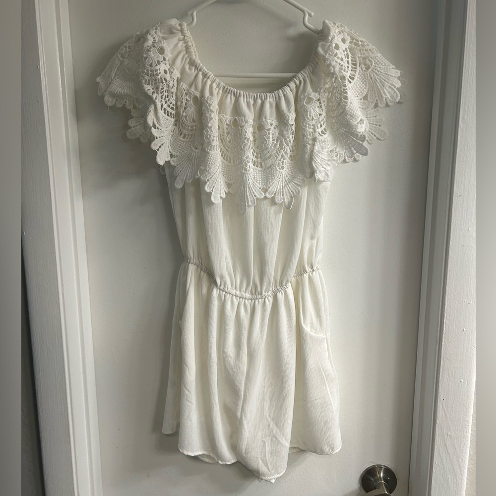 Off Shoulder Floral Lace Romper